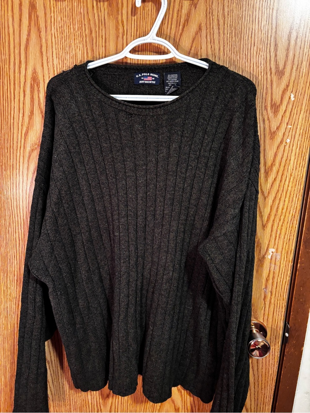 U.S. Polo Assn. Men's Charcoal Ribbed Crewneck Sweater